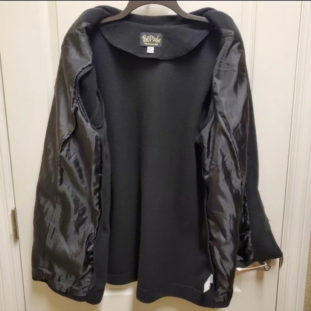 BOB MACKIE | Black Pea Coat w/ Scarf sz XL